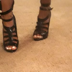 Black strappy heels